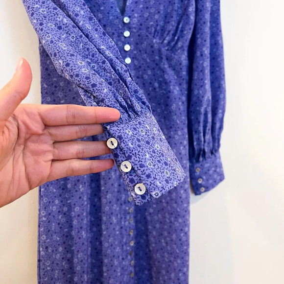 Realisation Par The Vivienne Purple Floral 100% Silk Button Down Maxi Dress XXS - Picture 6 of 10